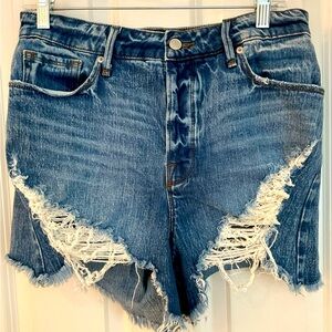 Good American‎ Button Fly Cut Off Distressed Shorts size 8/29